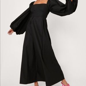 NWT Nasty Gal Poplin Square Neck Balloon Sleeve Maxi Dress